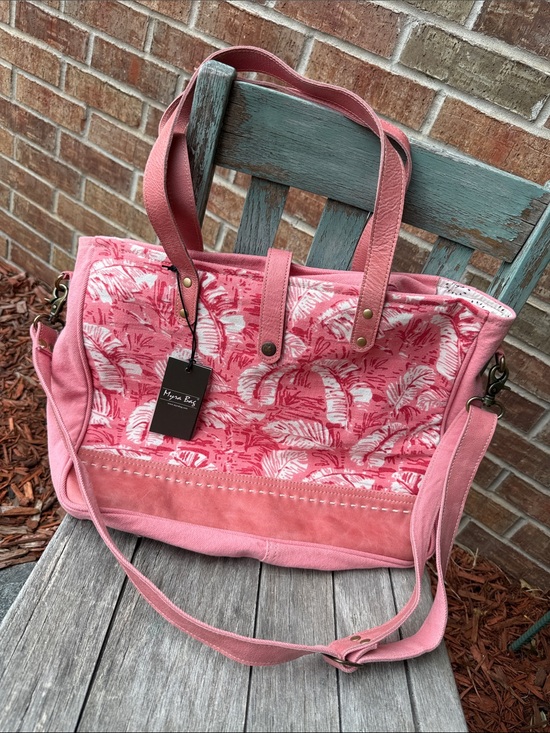 Myra Bag Handbags - Myra Bag Isadora Romantic Pink & Red Floral Foliage Small Weekender Bag